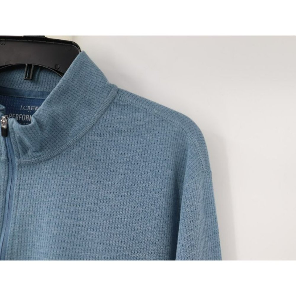 J. CREW pullover Mens L Performance 1/4 Zip Waffle Knit Lightweight Blue stretch - Picture 3 of 11